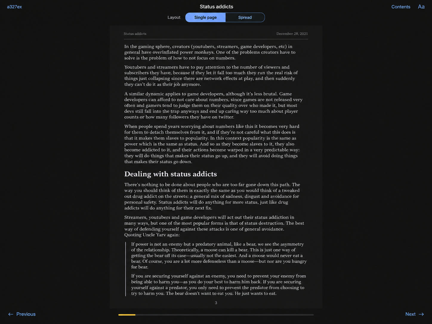 Single-page desktop reader