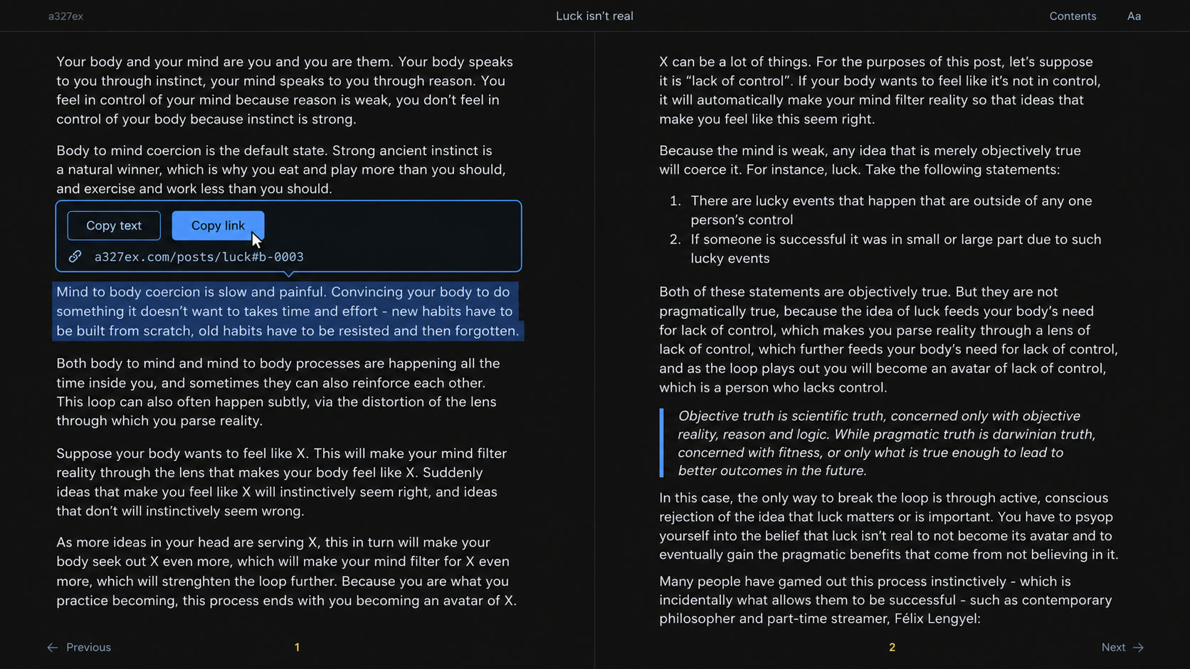 Selecting and citing a passage